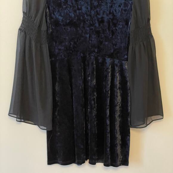 BCBGeneration S black velvet mini dress dark fairycore long sleeve goth boho - Picture 6 of 6